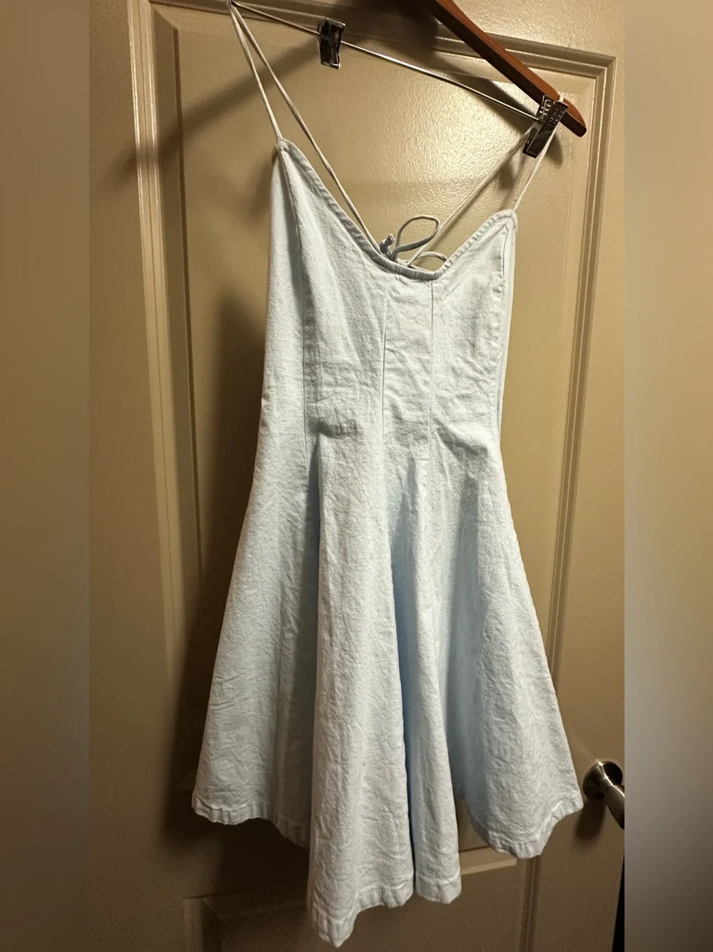 Free People Light Blue Spaghetti-Strap Casual Dress